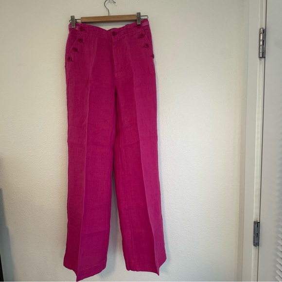 Sundance Oaklee Easy Linen Pants NWT in Fuchsia Pink 2 Petite - Picture 2 of 11
